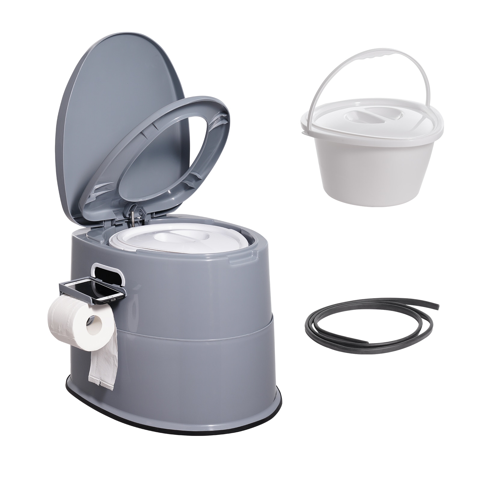 Portable Camping Toilet With Detachable Bucket And Dual Lids_voghion.com
